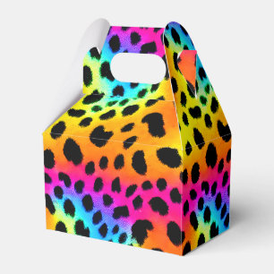 Colourful Rainbow Cheetah Seamless Pattern Favor Box
