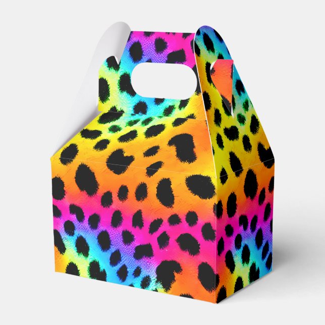 Colourful Rainbow Cheetah Seamless Pattern   Favor Box (Front Side)