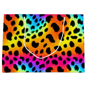 Colourful Rainbow Cheetah Seamless Pattern  Large Gift Bag
