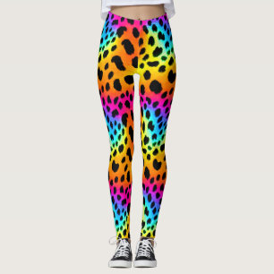 Colourful Rainbow Cheetah Seamless Pattern Leggings