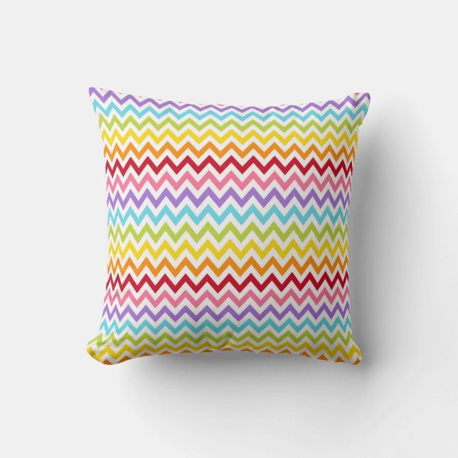 Colourful Rainbow Chevron Modern Decor Throw Pillow (Front)