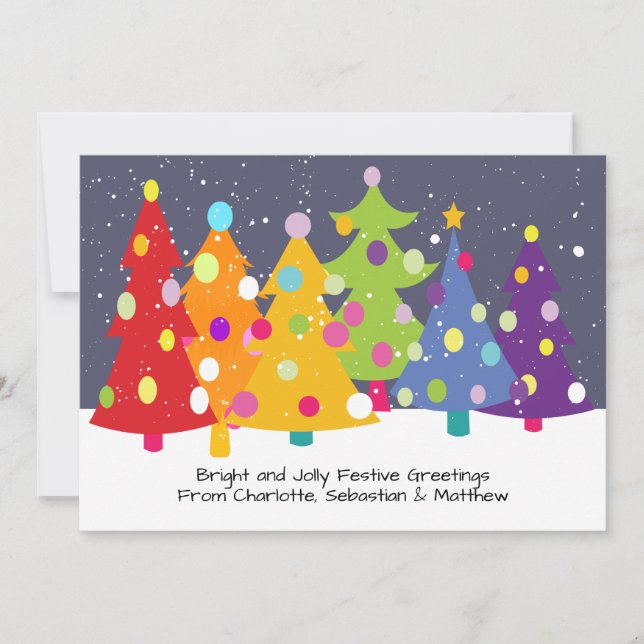 Colourful Rainbow Christmas Trees Announcement (Front)