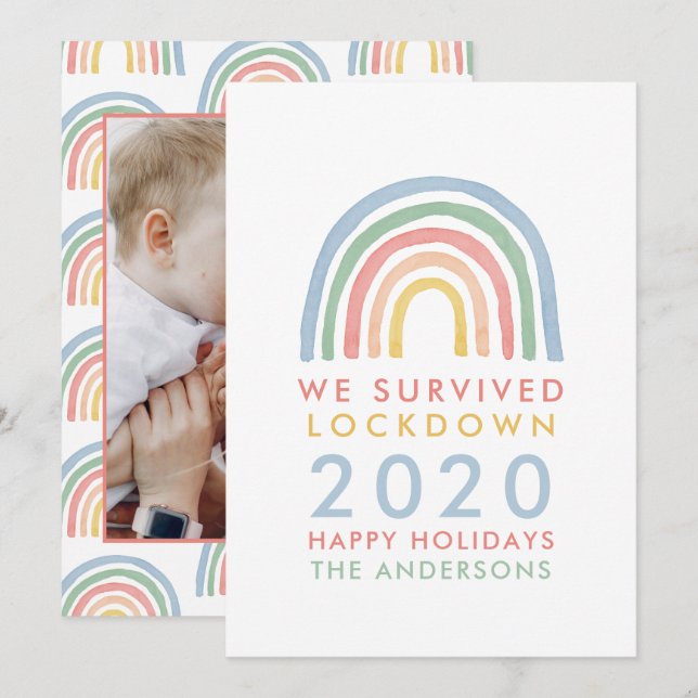 Colourful rainbow Christmas we survived lockdown (Front/Back)