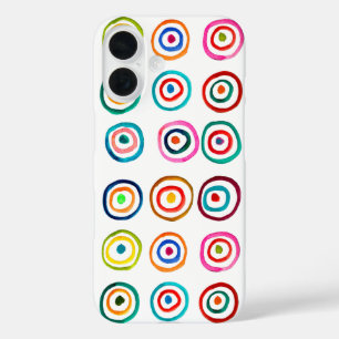 Colourful rainbow circles art watercolor iPhone 16 case