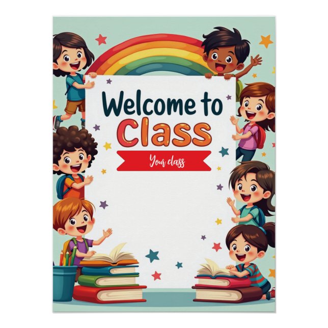 Colourful Rainbow Classroom Wall Art (Front)