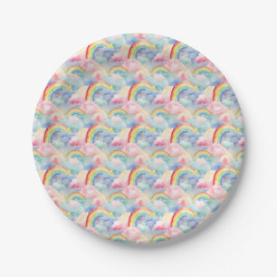 Colourful Rainbow, Cloud, and Star Paper Plate