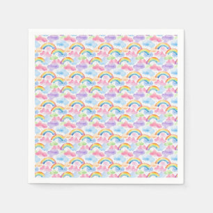 Colourful Rainbow, Cloud, and Star Pattern Napkin