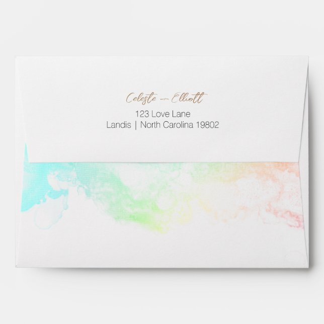 Colourful Rainbow Clouds Baby Shower Return Addres Envelope (Back (Top Flap))