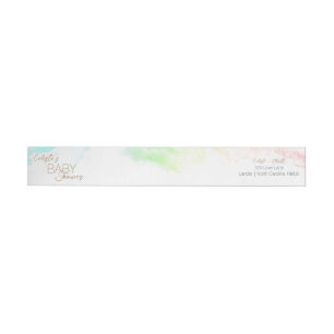 Colourful Rainbow Clouds Baby Shower Return Addres Wrap Around Label