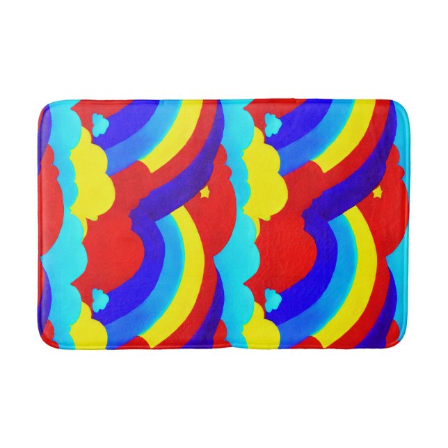 Colourful Rainbow Clouds Kids Pattern   Bath Mat (Front)