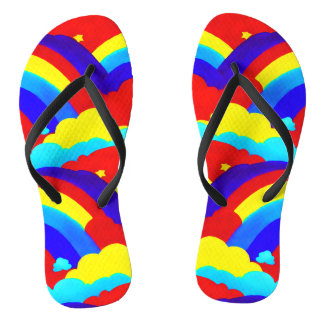 Colourful Rainbow Clouds Kids Pattern   Flip Flops