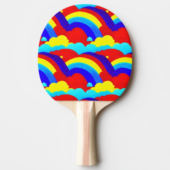 Colourful Rainbow Clouds Kids Pattern   Ping Pong Paddle (Front)