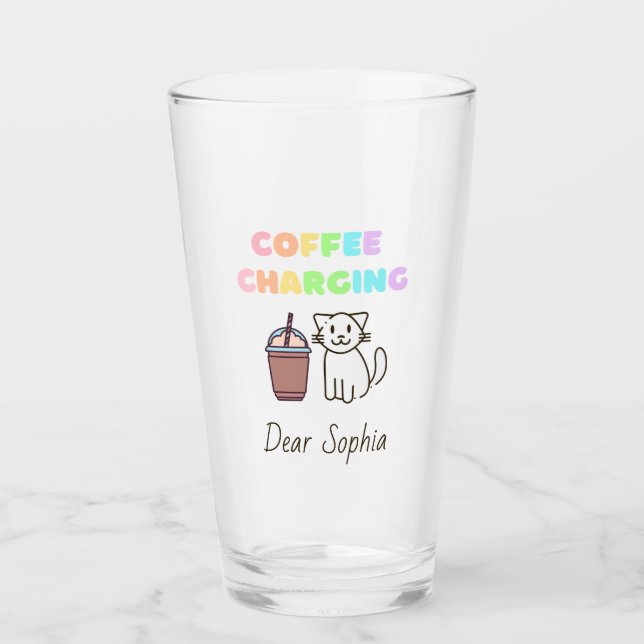 Colourful Rainbow Coffee&Cat Glass (Front)