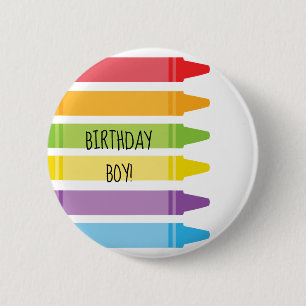 Colourful Rainbow Coloured Crayons Birthday 2 Inch Round Button