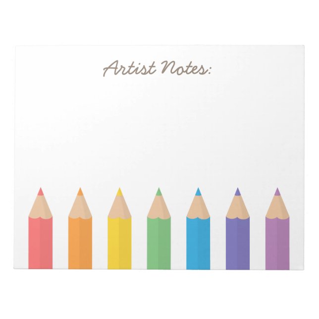 Colourful Rainbow Colouring Pencils School Kids Notepad (Front)