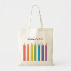 Colourful Rainbow Colouring Pencils School Kids Tote Bag