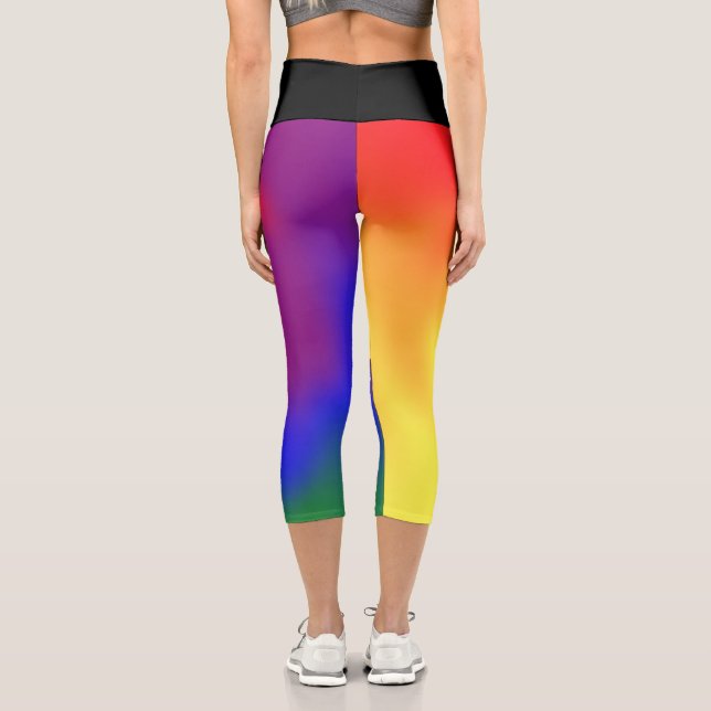 Colourful Rainbow Colours Abstract Art Modern Capri Leggings (Back)
