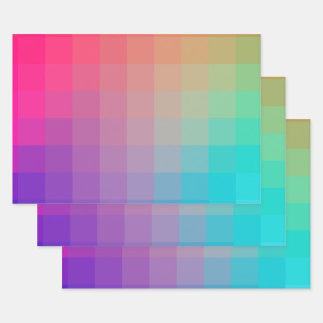 Colourful Rainbow Colours Gradient Design Wrapping Paper Sheet (Set)