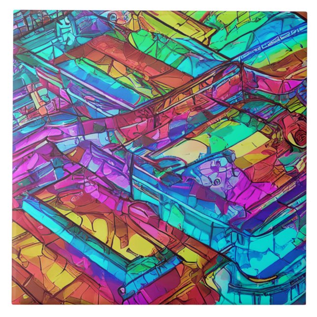 Colourful Rainbow Colours Tile (Front)