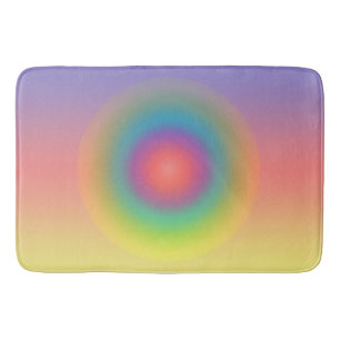 Colourful Rainbow Concentric Circle Space   Bath Mat