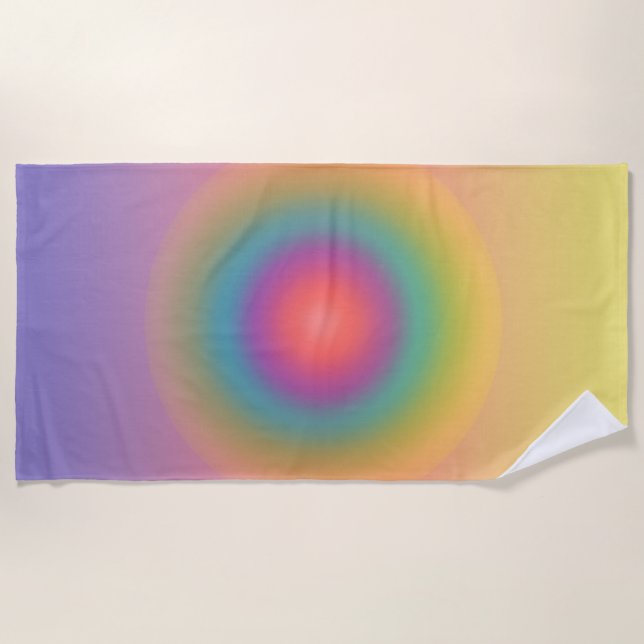 Colourful Rainbow Concentric Circle Space   Beach Towel (Front)