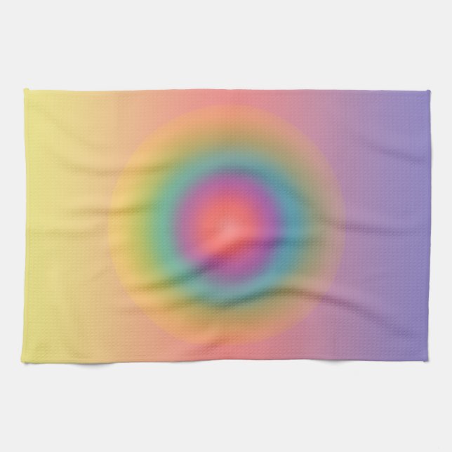 Colourful Rainbow Concentric Circle Space  Kitchen Towel (Horizontal)