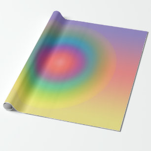 Colourful Rainbow Concentric Circle Space  Wrapping Paper