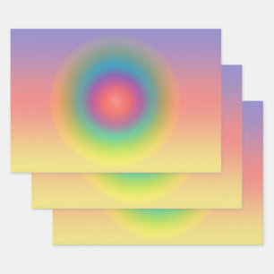 Colourful Rainbow Concentric Circle Space  Wrapping Paper Sheet