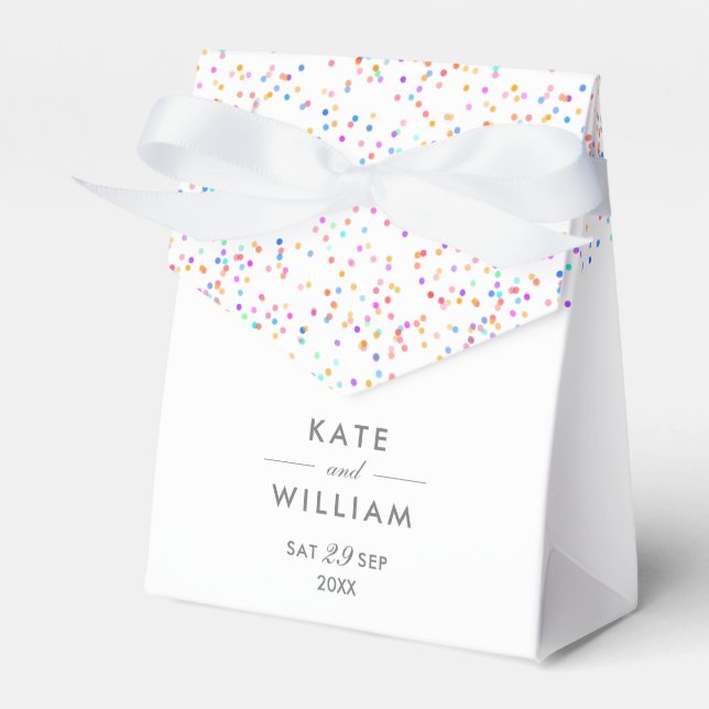 Colourful Rainbow Confetti Wedding Favor Box (Front Side)