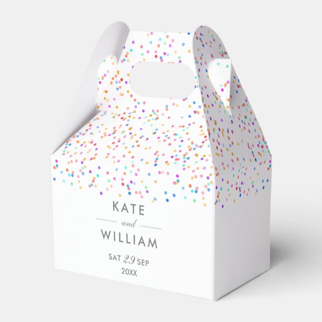 Colourful Rainbow Confetti Wedding Favor Box (Front Side)