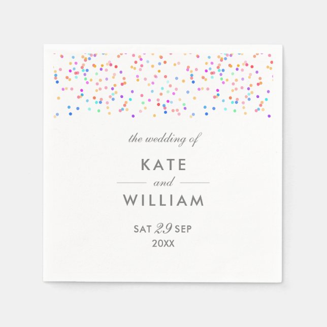 Colourful Rainbow Confetti Wedding Napkin (Front)