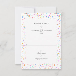 Colourful Rainbow Confetti Wedding RSVP Card