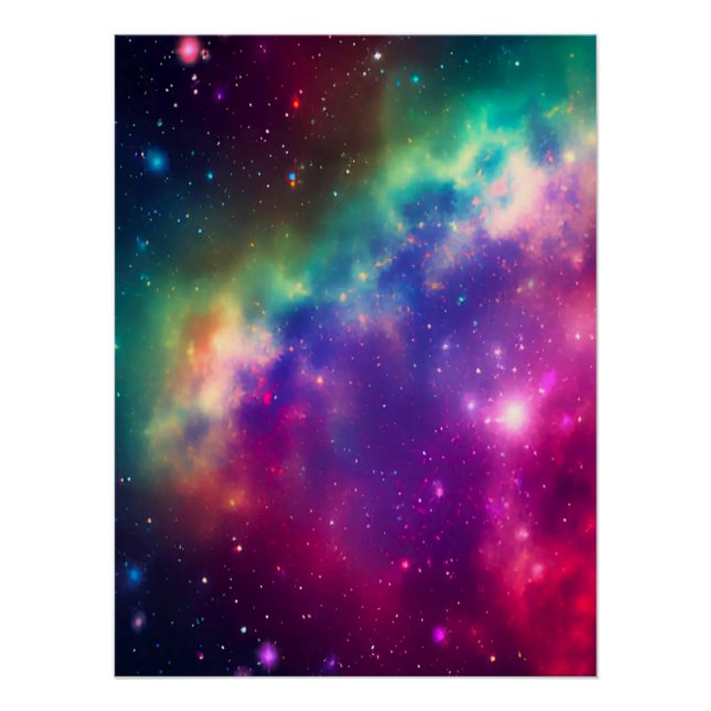 Colourful Rainbow Cosmic Burst Glossy Poster (Front)