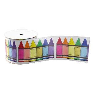 Colourful Rainbow Crayons Art Artist School Teache Grosgrain Ribbon