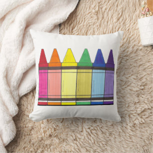 Colourful Rainbow Crayons Art Supplies Artist Prid Throw Pillow