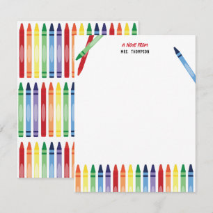 Colourful Rainbow Crayons Cute Teacher Appreciatio Card
