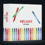 Colourful Rainbow Crayons Kids Artwork Keepsake Binder<br><div class="desc">A bright and colourful rainbow crayons design featuring a cute monogram. Ideal design for back to school toddlers,  preschool and kindergarten children,  elementary school kids,  teacher appreciation gifts or anyone who loves to colour with colourful crayons. Customize the rainbow crayons monogram and make it your own.</div>
