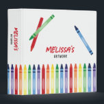 Colourful Rainbow Crayons Kids Artwork Keepsake Binder<br><div class="desc">A bright and colourful rainbow crayons design featuring a cute monogram. Ideal design for back to school toddlers,  preschool and kindergarten children,  elementary school kids,  teacher appreciation gifts or anyone who loves to colour with colourful crayons. Customize the rainbow crayons monogram and make it your own.</div>