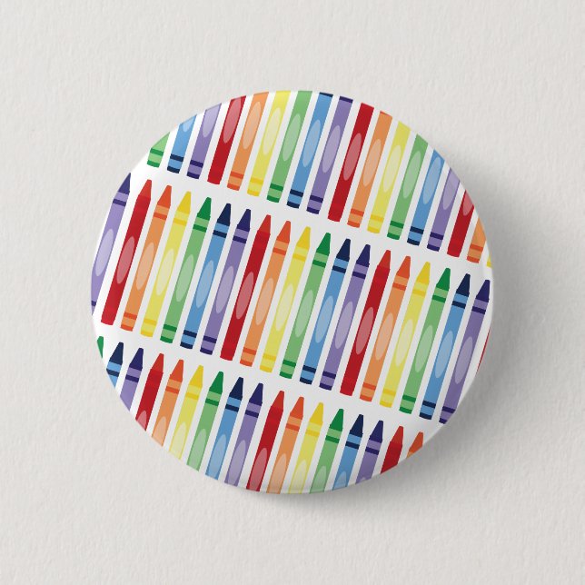 Colourful Rainbow Crayons Pattern 2 Inch Round Button (Front)
