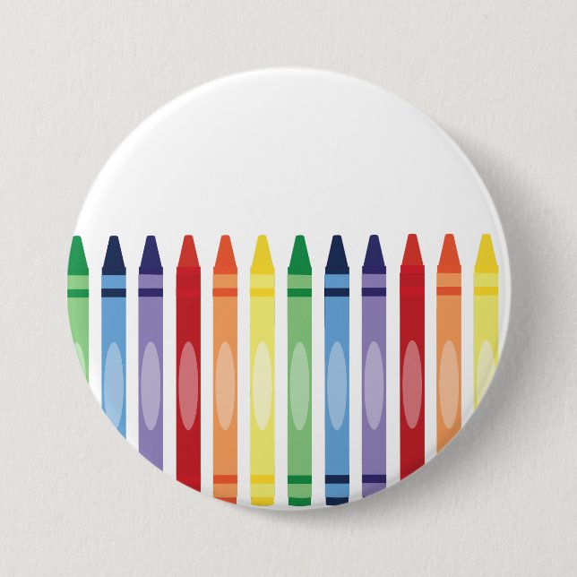 Colourful Rainbow Crayons Pattern 3 Inch Round Button (Front)