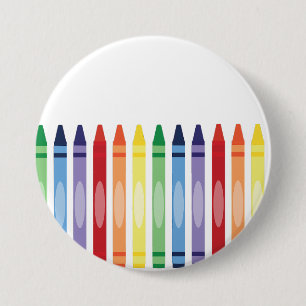 Colourful Rainbow Crayons Pattern 3 Inch Round Button