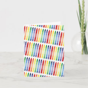 Colourful Rainbow Crayons Pattern Card