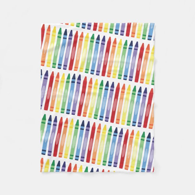 Colourful Rainbow Crayons Pattern Fleece Blanket (Front)