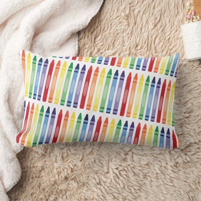 Colourful Rainbow Crayons Pattern Lumbar Pillow (Blanket)
