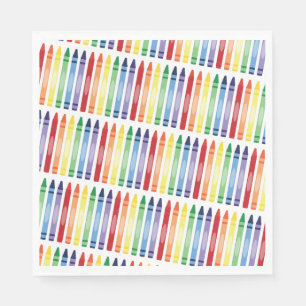 Colourful Rainbow Crayons Pattern Napkin