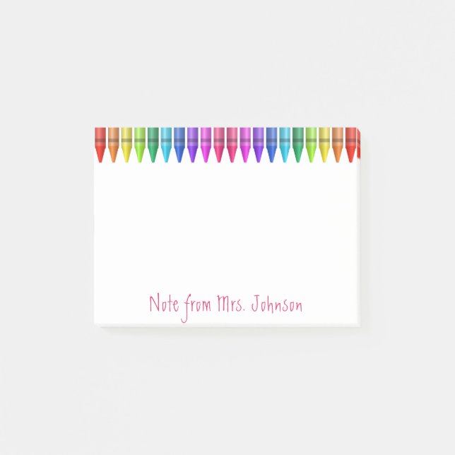 Colourful Rainbow Crayons Personalize Post-it Note (Front)