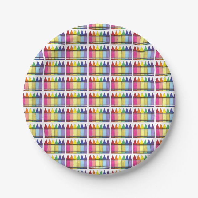 Colourful Rainbow Crayons Plates (Front)