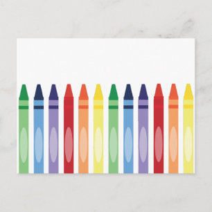 Colourful Rainbow Crayons  Postcard