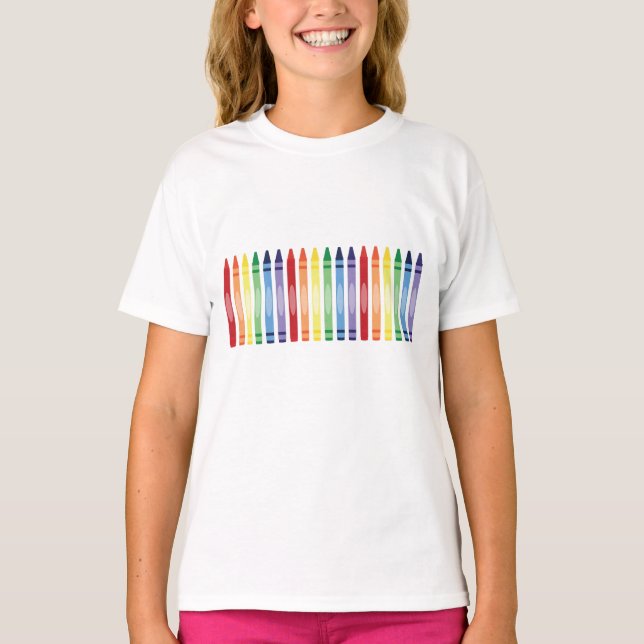 Colourful Rainbow Crayons T-Shirt (Front)