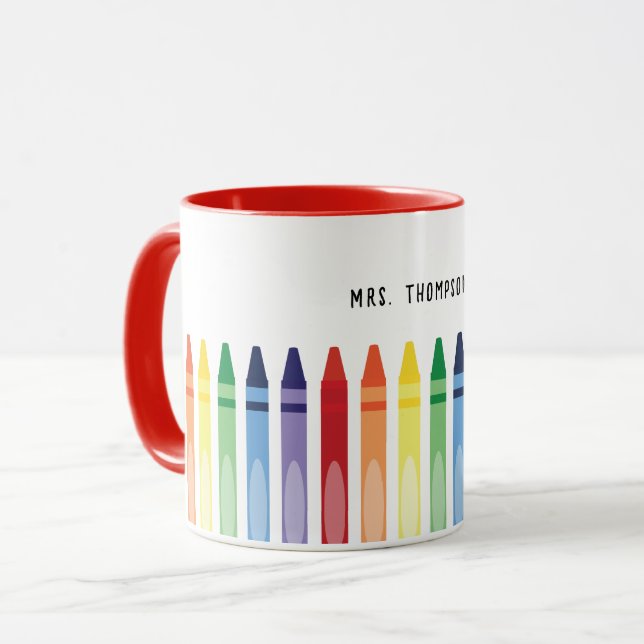 Colourful Rainbow Crayons Teacher Appreciation Mug (Front Left)